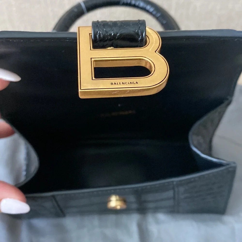 *BALENCIAGA* Hourglass XS Croc-Embossed Top-Handle Bag.  Kim-approved! - Picture 9 of 9